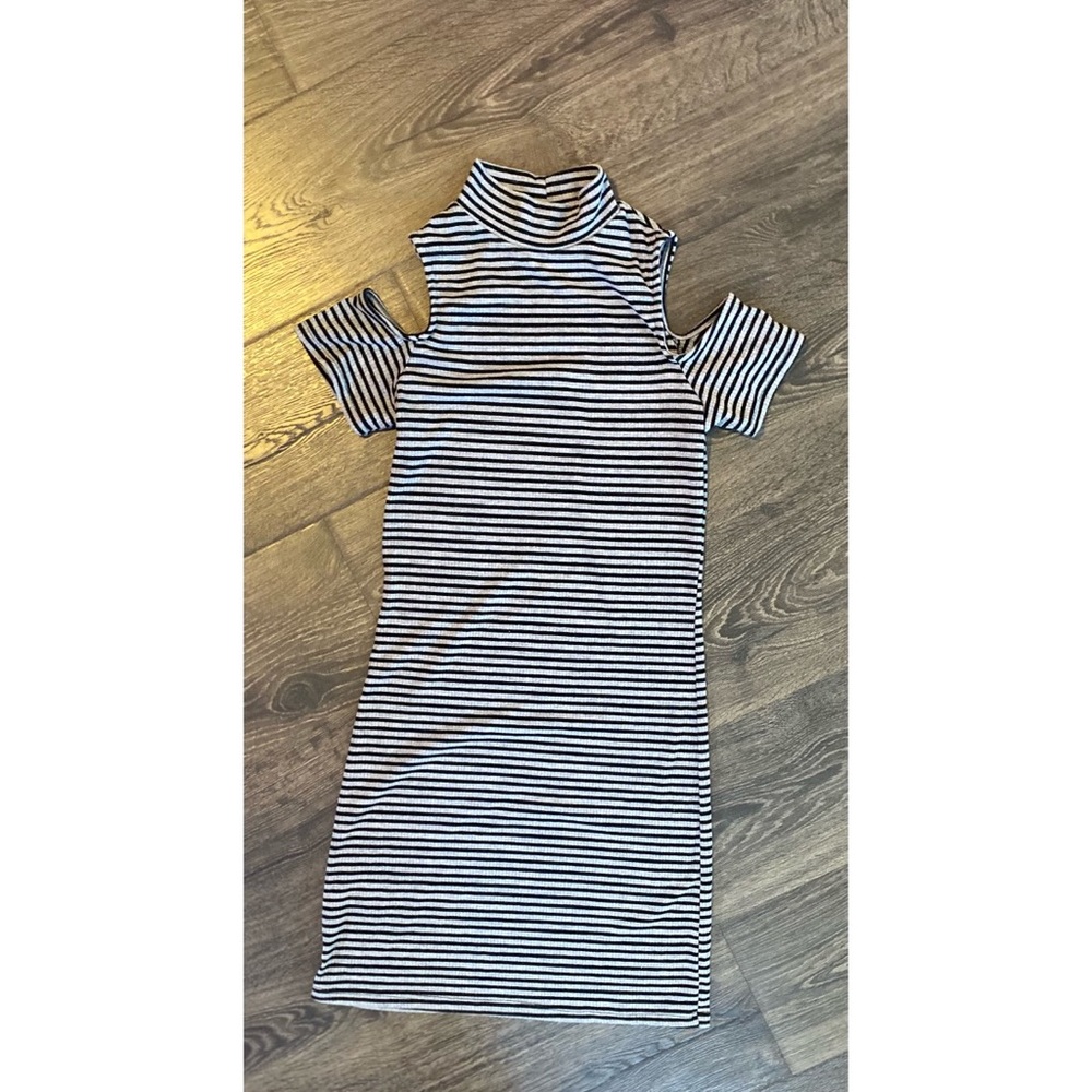 Striped Dress with Cut Out Sleeves